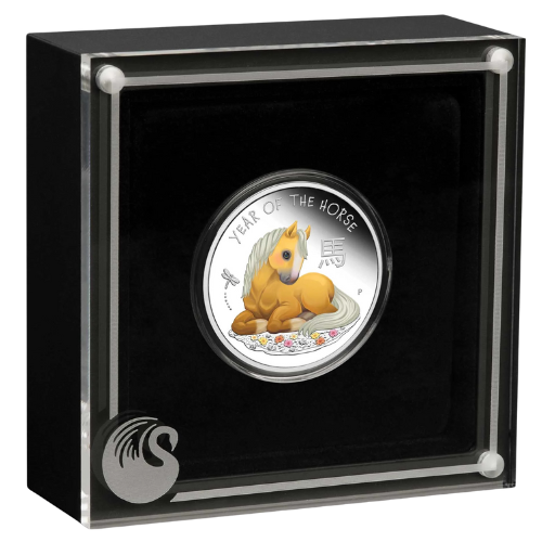 Spe26lunarhorsebaby 05p 2026 Pe Silver Lunar Year Of The Horse Baby Horse 1 2 Oz Proof Coin Box