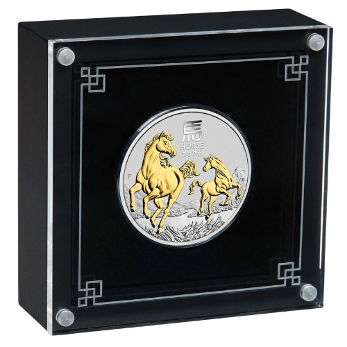 Spe26lunarhorsegilded 1 2026 Pe Silver Lunar Year Of The Horse 1 Oz Gilded Coin Box