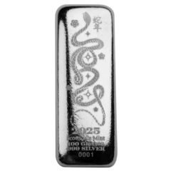 2025 100 Gram Lunar Year of the Snake Silver Bar