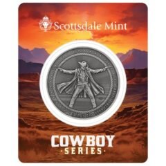 1 oz The Gunslinger Antique Silver Round - Cowboy Series