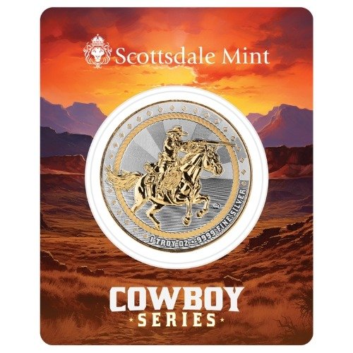 Ssccowboyriflmangilded 1 Sc Silver Cowboy Series The Rifleman Gilded 1 Oz Round Frontcard