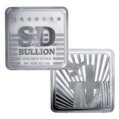 1 oz SD Bullion Cross and Flag Square Silver Bar