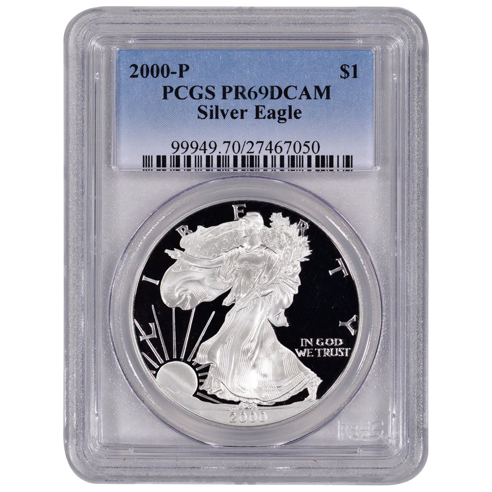 Sus00asewpcgspr69 1p 2000 W Us Silver Eagle Pcgs Pr 69 1 Oz Proof Front