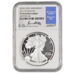 2011-W NGC PF-70 1 oz Amerian Silver Eagle Proof Coin - Edmund C. Moy Label