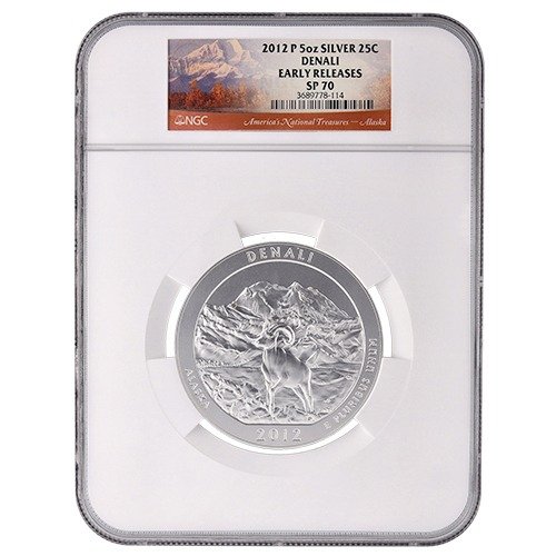 Sus12atbdenalingcsp70er 5b 2012 Us Silver Atb Denali Ngc Sp70 Earlyreleases Burnished 5oz Coin Obv 500x500 1