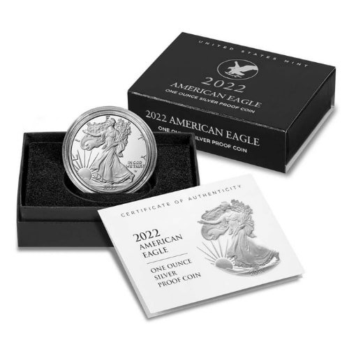 Sus22ase 1p 2022 W Us Silver Eagle 1 Oz Proof Box Coa