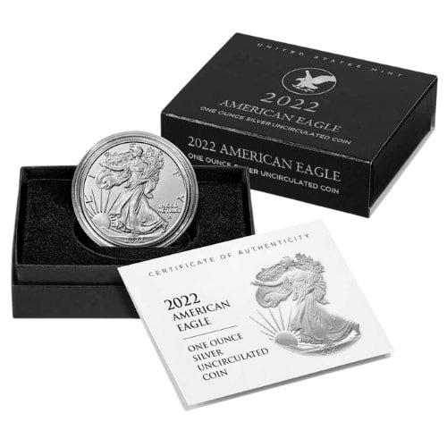 Sus22asew 1b 2022 W Us Silver Eagle 1 Oz Burnished Coin W Box And Coa Box
