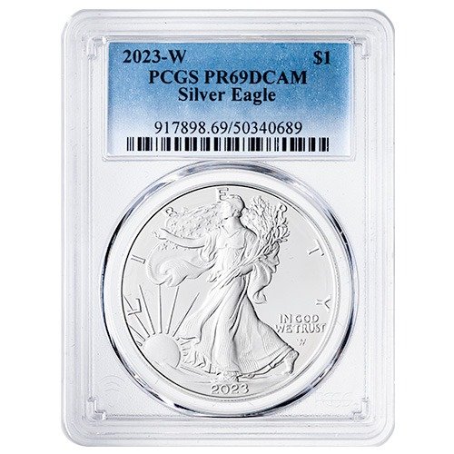 Sus23asewpcgspr69 1p 2023 W Us Silver Eagle Pcgs Pr 69 1 Oz Proof Obverse