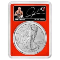 2024 Celebrity Mint PCGS MS-70 1 oz American Silver Eagle Coin - Jake Paul Signed Label - Red Core