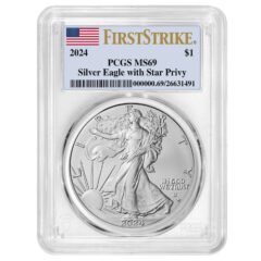 2024-(P) PCGS MS-69 First Strike Star Privy 1 oz American Silver Eagle Coin