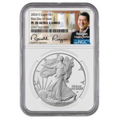 2024-S NGC PF-70 First Day of Issue 1 oz American Silver Eagle Proof Coin - Reagan Label