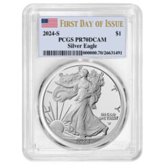 2024-S PCGS PR-70 First Day of Issue 1 oz American Silver Eagle Proof Coin