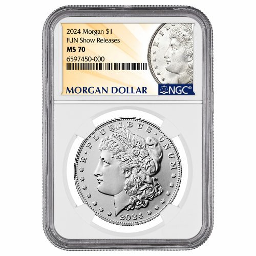 Sus24morgdollngcms70fun 0859 2024 Us Silver Morgan Dollar Ngc Ms 70 Coin Fun Show Releases Front