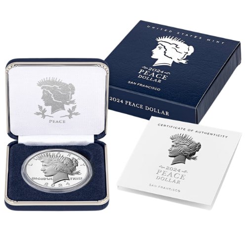 Sus24peacedoll 0859p 2024 S Us Silver Peace Dollar Proof Coin W Box And Coa Box