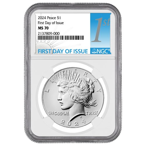 Sus24peacedollngcms70fdoi 0859 2024 Us Silver Peace Dollar Ngc Ms 70 First Day Of Issue Coin Obverse 1