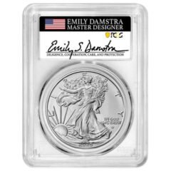 2025 PCGS MS-70 First Day of Issue 1 oz American Silver Eagle Coin - Emily Damstra Label