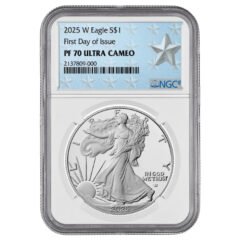 2025-W NGC PF-70 First Day of Issue 1 oz American Silver Eagle Proof Coin - West Point Label