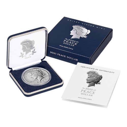 Sus25peacedoll 0859 2025 Us Silver Peace Dollar Coin W Box And Coa Boxcoa