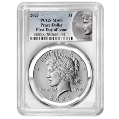 2025 PCGS MS-70 First Day of Issue Peace Dollar Silver Coin
