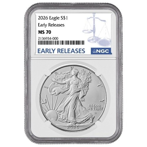 Sus26asengcms70er 1 2026 Us Silver Eagle Ngc Ms 70 Early Release 1 Oz Coin Front