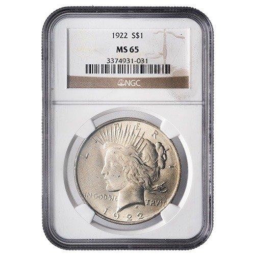 Sus901922peacedollngcms65 1922 Silver Peace Dollar Ngc Ms 65 Obverse