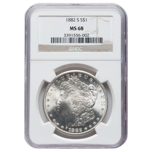 Sus9082smorgdollngcms68 1882 S Silver Morgan Dollar Ngc Ms 68 Obverse