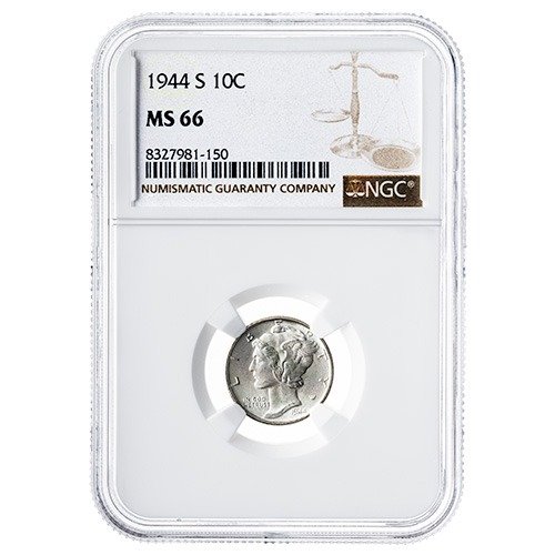 Sus90mercdimengcms66 Us 10 Cent Silver Mercury Dime Ngc Ms 66 Random Year Front