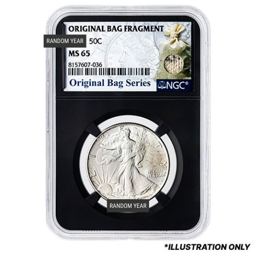 Sus90walkinglibngcms65obf 1916 1947 Walking Liberty Half Dollar Ngc Ms 65 Original Bag Fragment Obverse