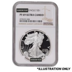NGC PF-69 1 oz American Silver Eagle Proof Coin - Random Year