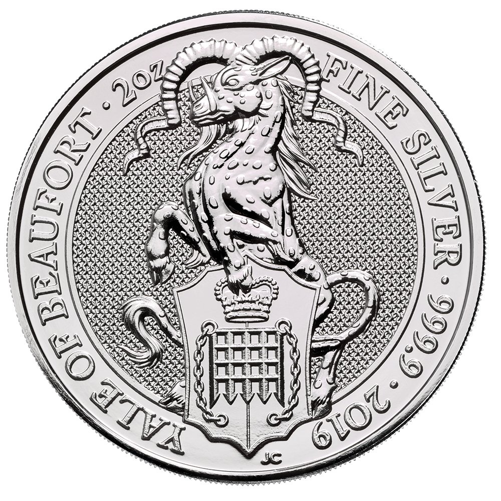 The Queen S Beasts Yale Of Beaufort 2019 Uk Silver Two Ounce Bullion Coin Reverse