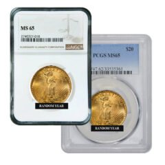 $20 MS-65 St. Gaudens Double Eagle Gold Coin (NGC or PCGS) - Random Year