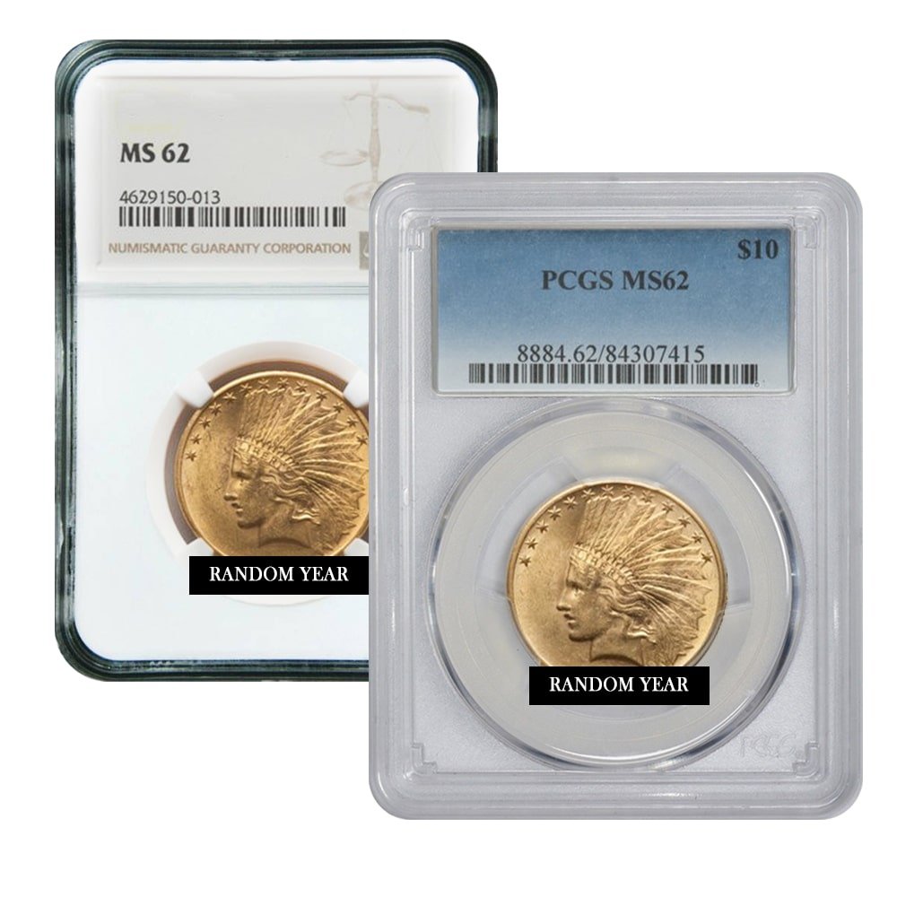Us Gold Indian Eagle 10 Coin Ms 62 Random Min