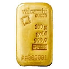 100 Gram Valcambi Gold Cast Bar
