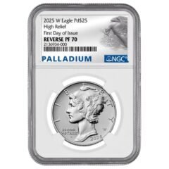 2025-W NGC PF-70 First Day of Issue 1 oz American Palladium Eagle Reverse Proof Coin