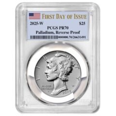 2025-W PCGS PR-70 First Day of Issue 1 oz American Palladium Eagle Reverse Proof Coin