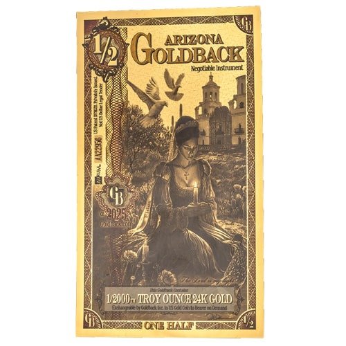 Zaunotearizona 0005 Gold Aurum 24k Arizona 1 2 Goldback Note Front