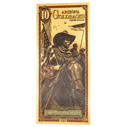 Zaunotearizona 01 Gold Aurum 24k Arizona 10 Goldback Note Front