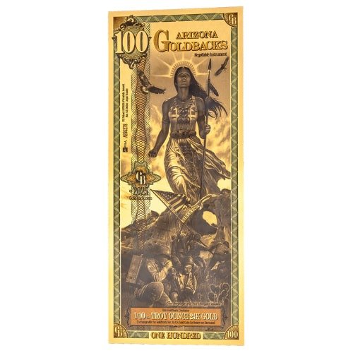 Zaunotearizona 1 Gold Aurum 24k Arizona 100 Goldback Note Front