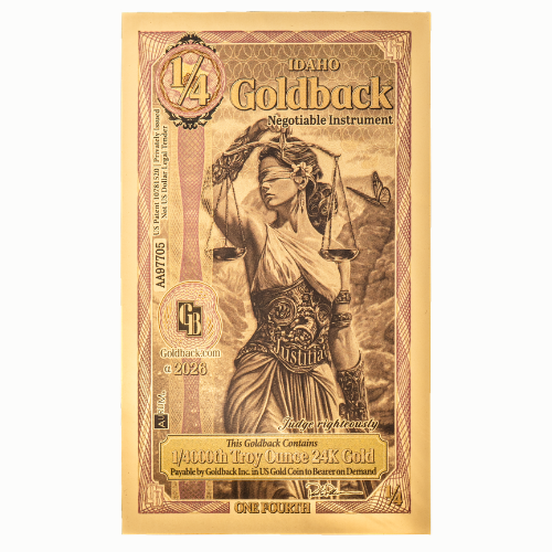 Gold Aurum Idaho 1/4 Goldback Note (24K)