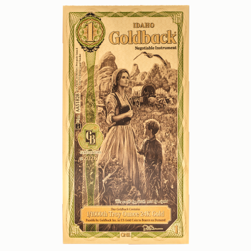 Zaunoteidaho 001 Gold Aurum 24k Idaho 1 Goldback Note Front