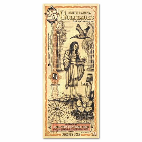 Zaunotesd 025 Gold Aurum 24k South Dakota 25 Goldback Note Front